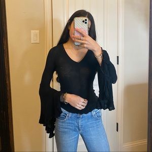 Free People Long Sleeve Flounce Blouse